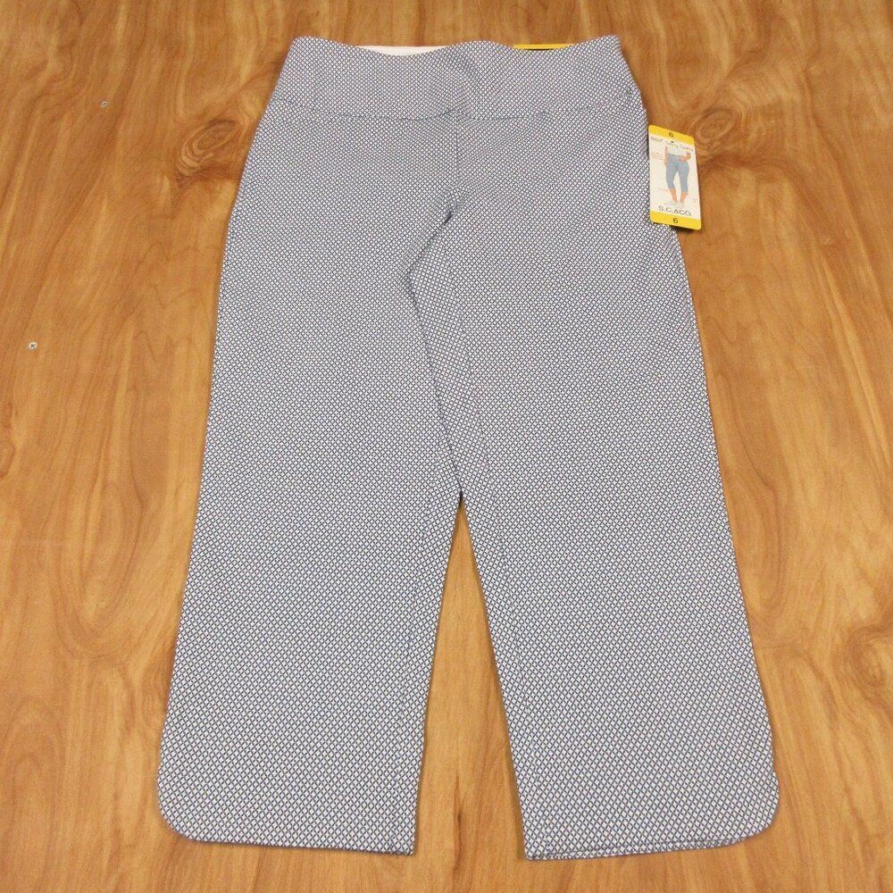 S.C. & CO. 360 Degree Tummy Control Capri Pants Sz 6 Skimmer Blue Geo Print‎ NWT